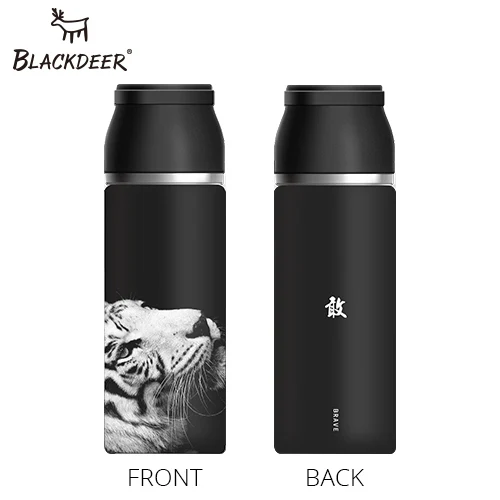 tiger BLACKDEER Спортивная бутылка-термос с ручкой, двойной слой, 316 нержавеющая сталь, пиксель, животное, 3D, чай, вода, вакуумная колба - Цвет: tiger