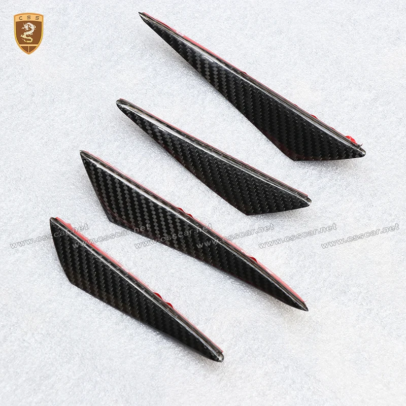

New 4Pcs/set Carbon Fiber Fit Front Bumper Lip Splitter Fin Air Knife Auto Body Kit Car Spoiler Accessory Fit Universal Cars