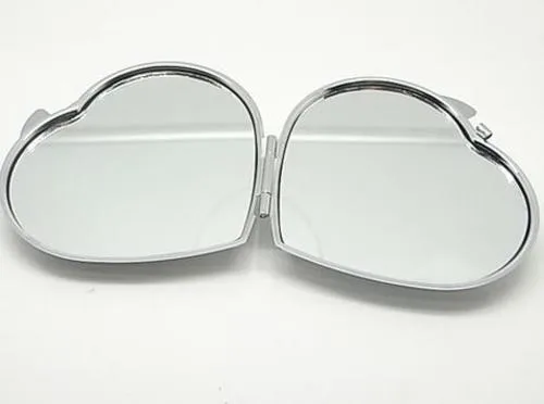 Пустое металлическое компактное зеркало для макияжа в форме сердца, Серебристые цвета, зеркало DIY с двух сторон