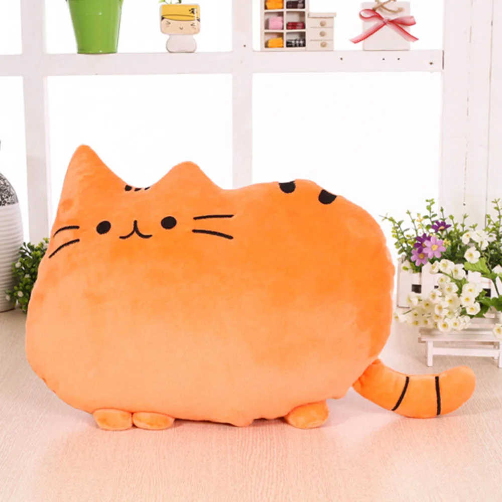 Cartoon Animal Smiley Face Biscuit Cat Cotton Stuffed Soft Back Cushion