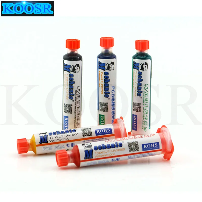 

5pcs/lot 5 color UV Light Curable Resistant Welding oil 10CC for PCB Circuit board protect Soldering Mask Paste Flux oil