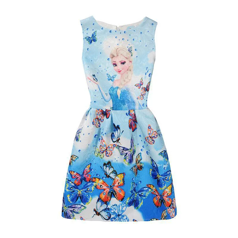 Princess Anna Elsa Dress for Girls Sleeveless Clothes Frozen Dress Birthday Party Elza Costumes Kids Girls Clothing Flower Dress