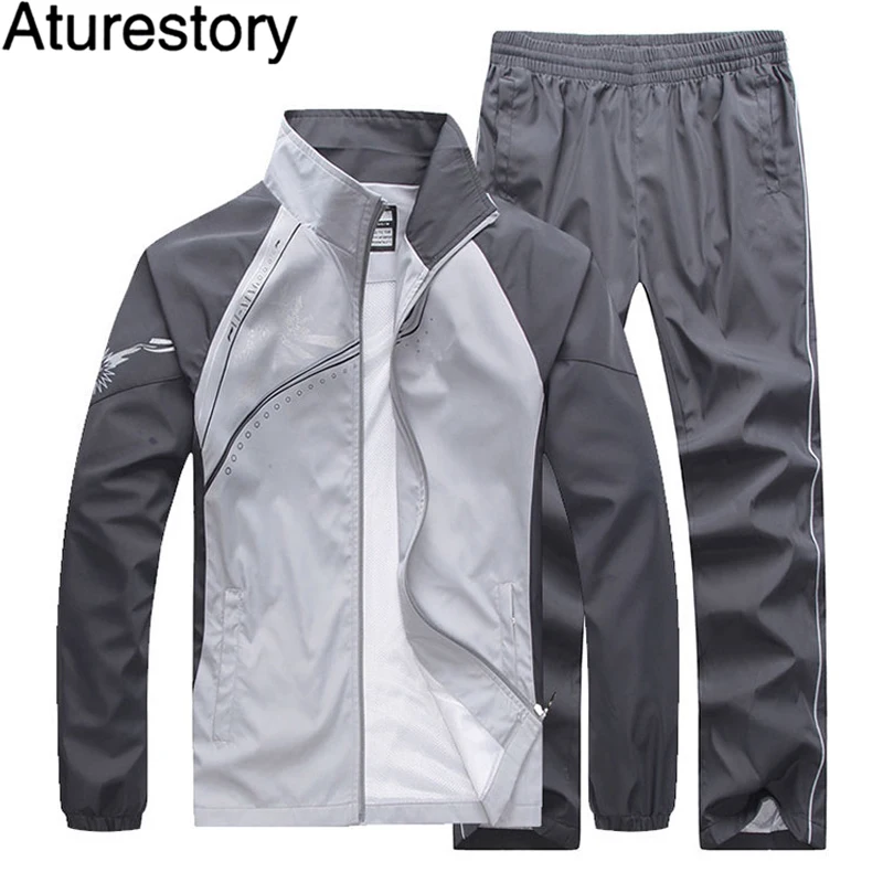 

Aturestory Spring Autumn Women Mens Tracksuit Set Lovers Long Sleeved Leisure Thin Track Suit Summer Sportwear for Men 2 Pieces