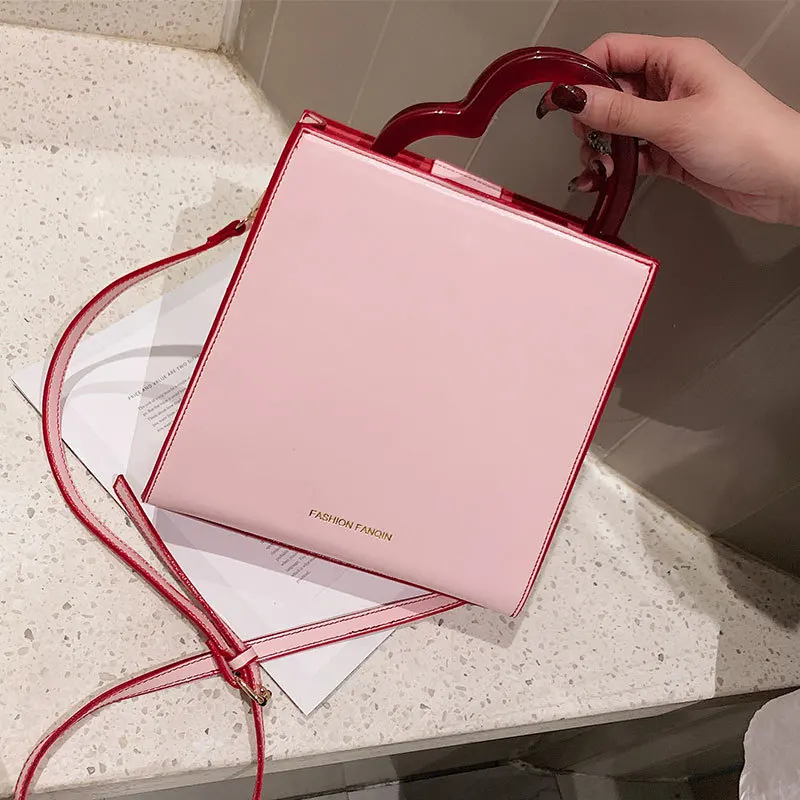 

2019 New Love Small Square Bag Korean Version of The Wild Women Handbag Fashion Simple Pu Shoulder Messenger Bag