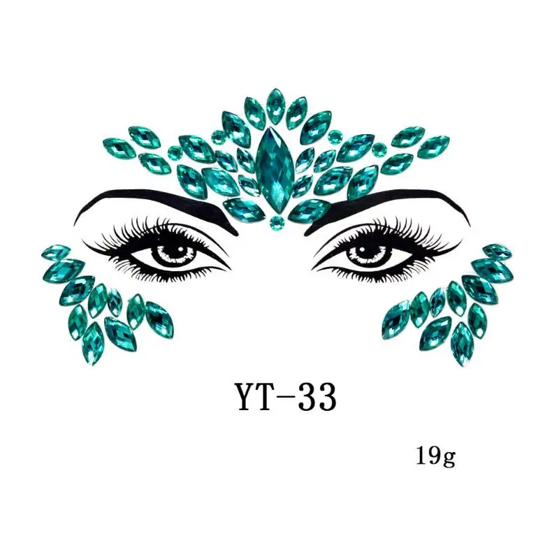 Pink Rhinestones Face Jewels Adhesive Crystal Gems Beauty Makeup Body Art Glitter Tattoo Eyebrow Face Body Jewelry Stickers - Цвет: 1pc YT-33