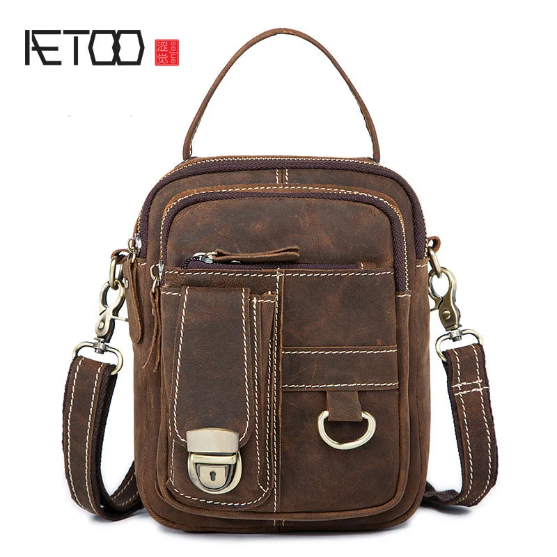 AETOO Leather men bag Europe and the United States retro men shoulder ...