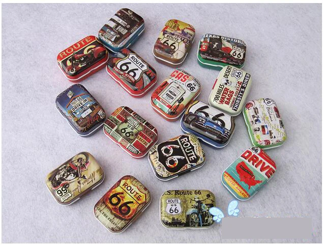 

16pcs/lot Mixed 66 six six Design Mini Pill Box Chewing Gum Box in Display Box Romantic Gift Box nl123