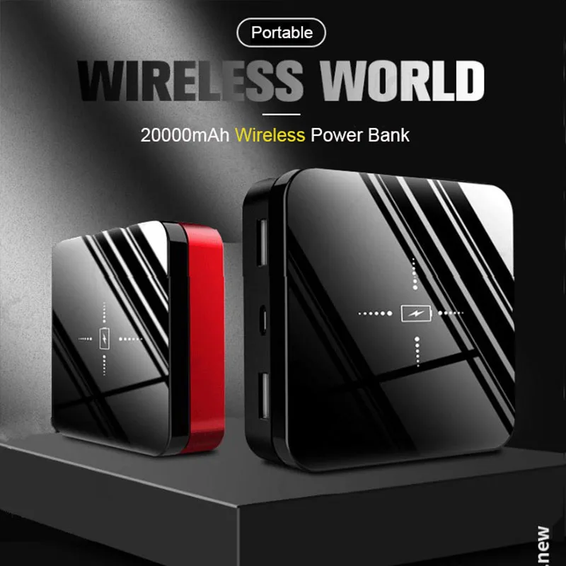 $21.79 20000mAh Portable Mini Power Bank Qi Fast Wireless Charger Powerbank Charging Power bank For Smart