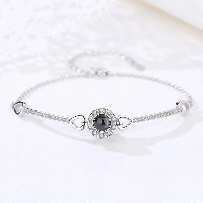 Женские браслеты Love Angel Eye из стерлингового серебра S925 пробы на 100 языках с