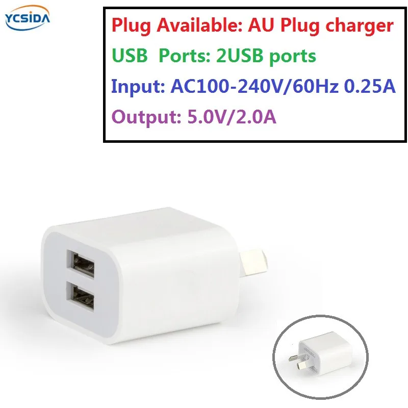 AU Plug 5V 2A 2USB Output phone Travel Charger Adapter