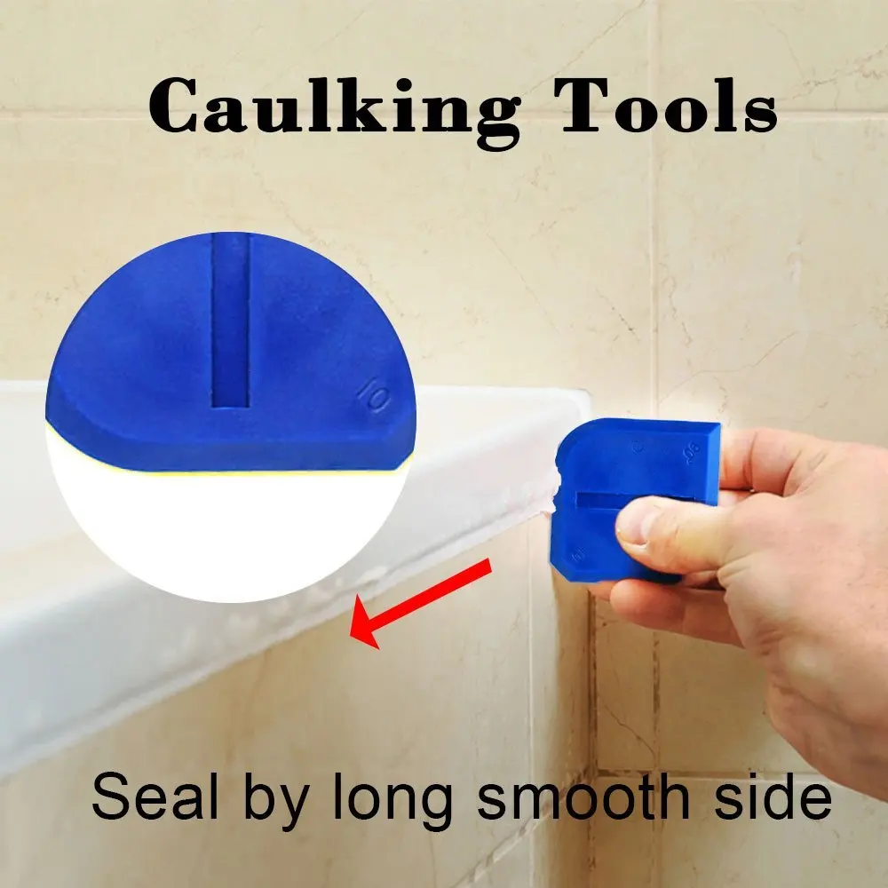 Blue Color Scissor 8 Pieces Caulking Tool Kit Sealant Finishing Tools for Bathroom Kitchen and Floor Sealing