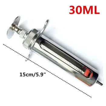 

30ML 30CC Animal Husband Adjusted Stainless Steel Syringe Glass Sampler Lab