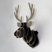 Wall Deer head hanging wall decoration wood European creative Home Furnishing DIY simple animal head ornaments mural