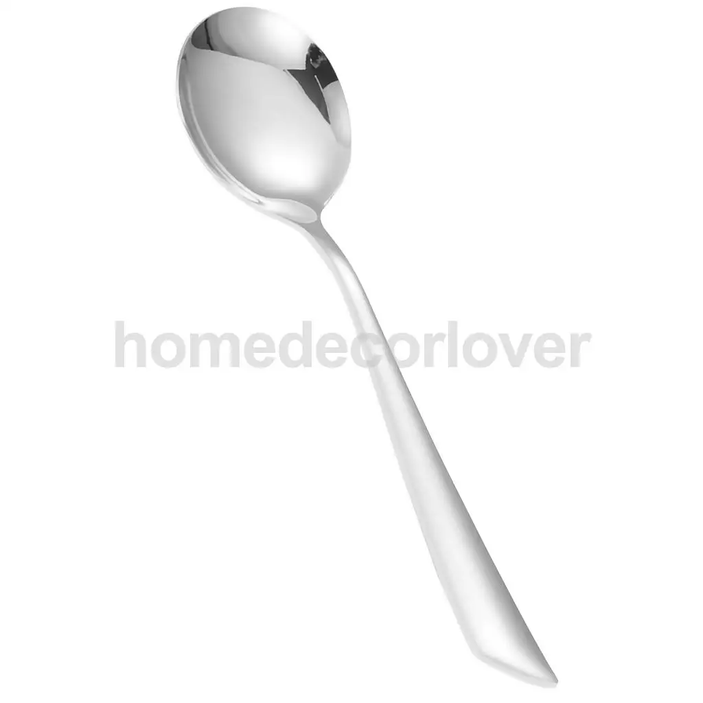 Stainless Steel Dinner Spoons Round Spoon Use for Home Kitchen Restaurant Cafe Tea Ice Cream Soup Spoon 11/ 12/ 15/ 18cm Select