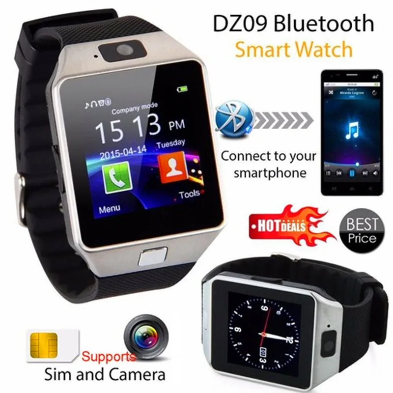 Bluetooth Смарт часы Smartwatch DZ09 Android телефонный звонок Relogio 2G GSM SIM TF карта камера для iPhone samsung Android PK GT08 A1 - Цвет: Серебристый