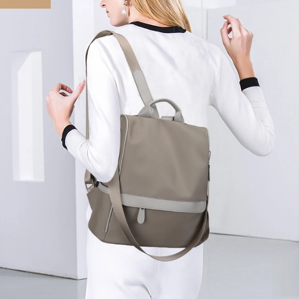Модный женский рюкзак с защитой от краж, ткань Оксфорд, водонепроницаемый, Одноцветный, школьная сумка, повседневная, съемный плечевой ремень, сумка через плечо