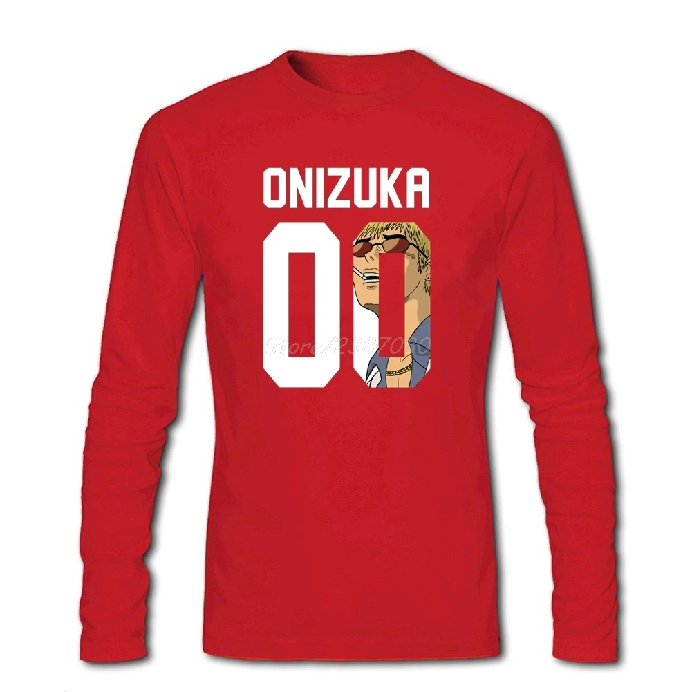 GTO Great Teacher Onizuka футболка на заказ с длинным рукавом мужская футболка хип-хоп Camiseta Masculina с круглым вырезом хлопковые футболки - Цвет: Красный