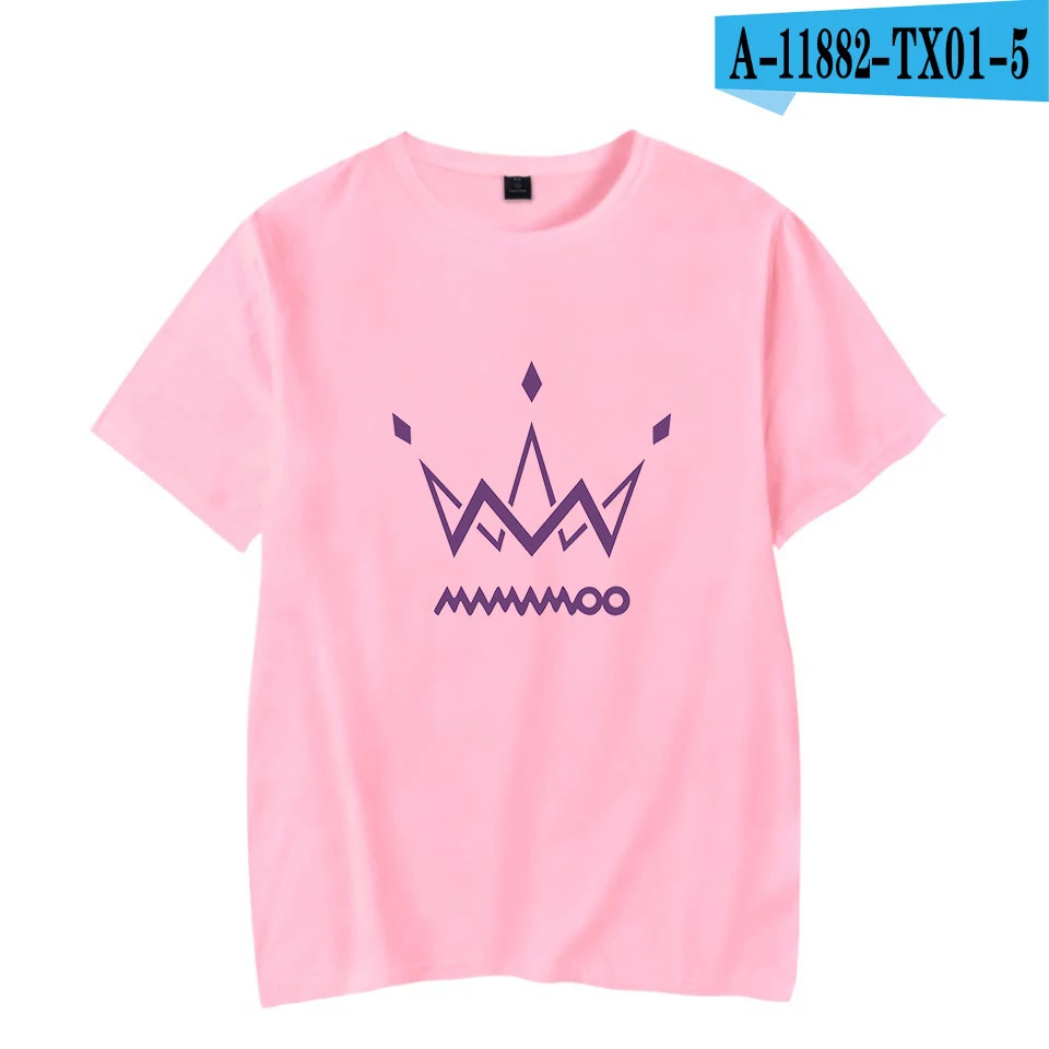 MAMAMOO Harajuku футболка с принтом женская/мужская одежда горячая Распродажа футболка Топы Футболки с коротким рукавом плюс размер хип хоп - Цвет: pink