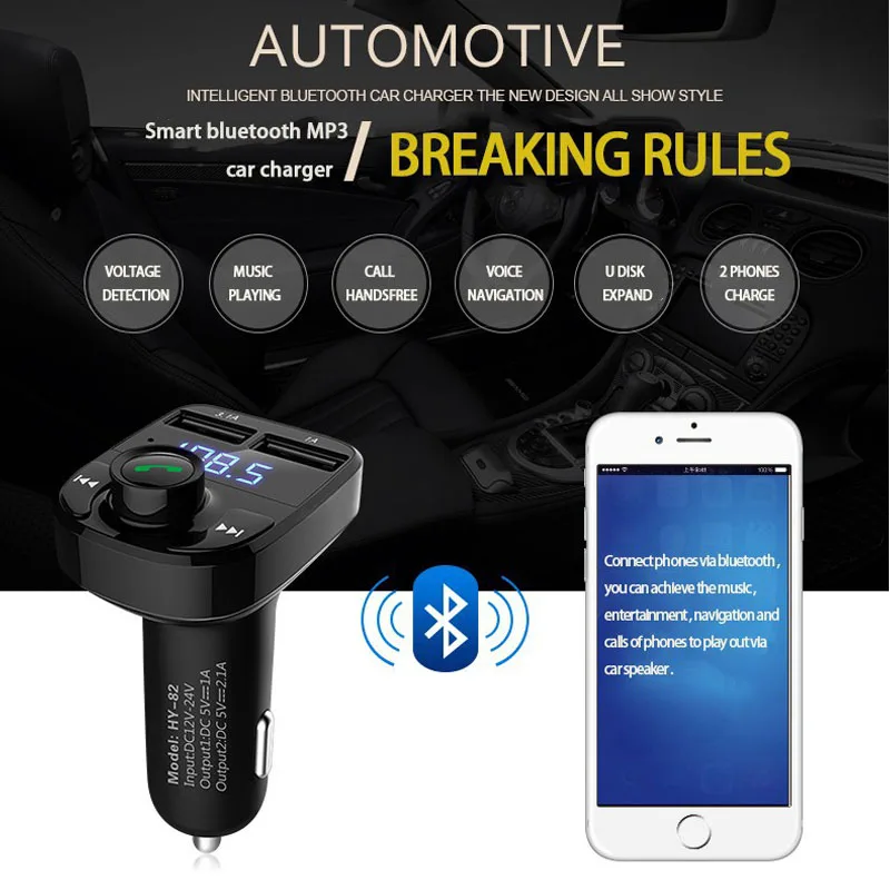 Модулятор FM трансмиттера YASOKRO с Bluetooth автомобильный комплект громкой связи