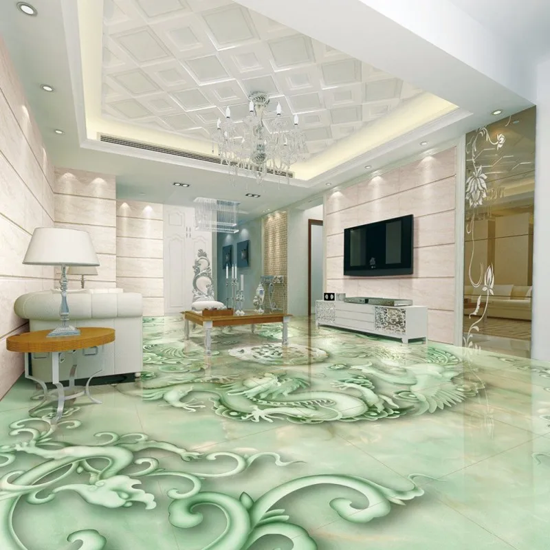 Free Shipping Custom Chinese Dragon Phoenix 3d Relief Jade Floor Painting Bedroom Living Room Office Non Slip Floor Wallpaper Free Shipping Custom Chinese Dragon Phoenix 3d Relief Jade Floor Painting Bedroom Living Room Office Non Slip Floor Wallpaper
