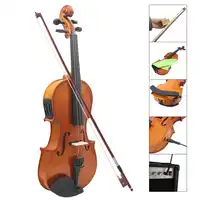 4/4 Full Size Natural Acoustic EQ Violin Fiddle Solid Wood Spruce Face Board with 6.35mm 1/4" Connector Wire Shoulder Rest Bow