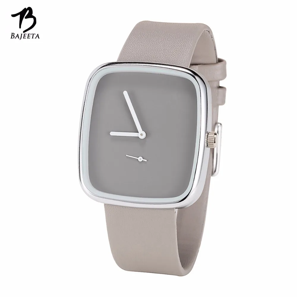 Koop BAJEETA Nieuwe Aankomen Eenvoudige Stijl Vrouwen Horloge Mode Jurk Lederen Elegante Quartz Horloge Lady Casual Rechthoek Klok Dropship