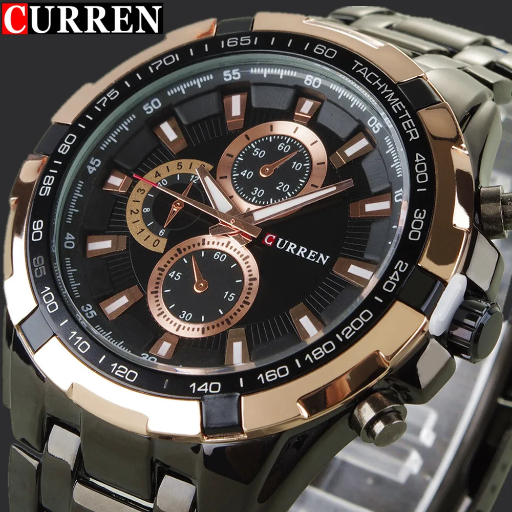 Top CURREN Men Watches Top Brand Luxury Men Military Wrist Watches Full Steel Men Sports Watch