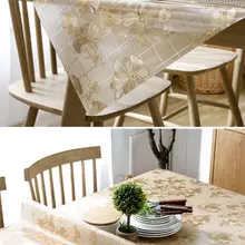 Золотые цветы ПВХ Прозрачная мягкая стеклянная Защитная скатерть прямоугольник Настольный коврик скатерть