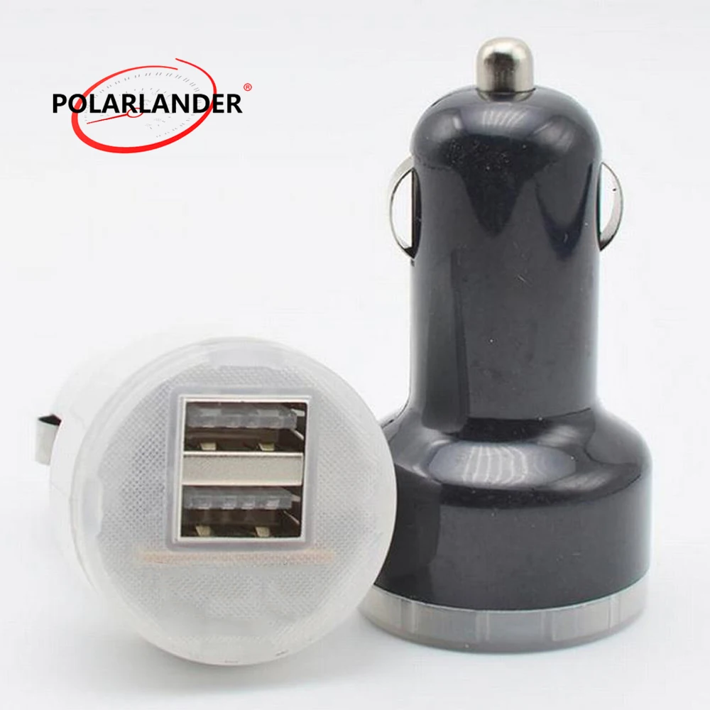 car charger Mini Dual 2 Port USB Car Power 2 color phone USB for smartphone Android phone  Camera Charger Adapter
