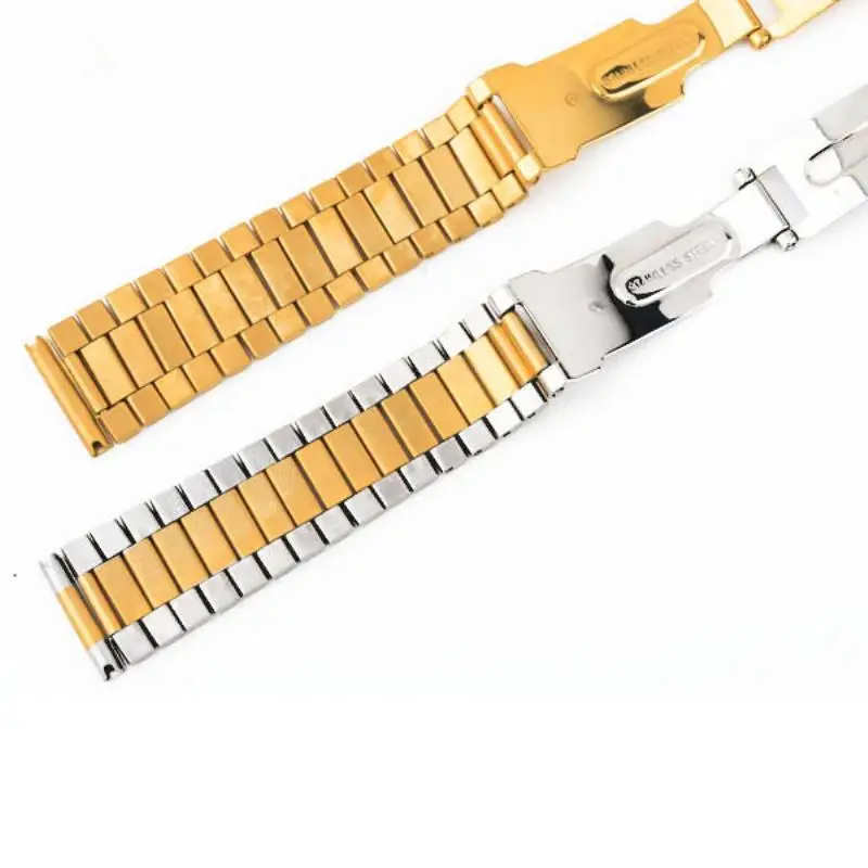 Shellhard Stainless Steel Buckle Straight End Watch Strap Band Bracelets For Mens Women 12 14 16 18mm Sliver Gold Relojes Hombre