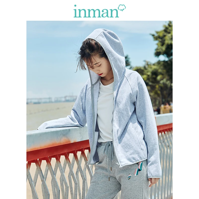 discounted INMAN Spring Autumn Cotton Hoodie Casual All Matched Sport Fashion Women Jacket