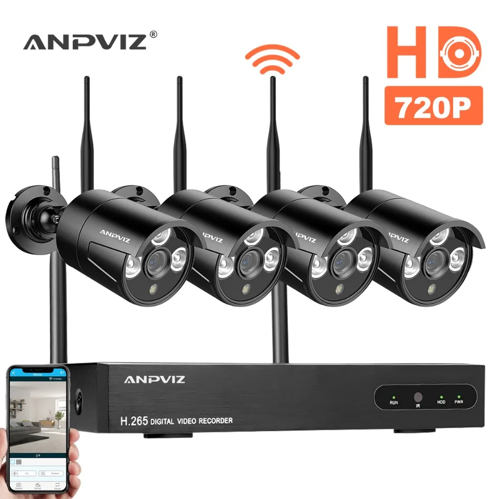 Anpviz 1080 P Беспроводной CCTV Системы 4CH NVR комплект 720 P IP Камера Водонепроницаемый Открытый P2P охранных Системы видео наблюдения Наборы
