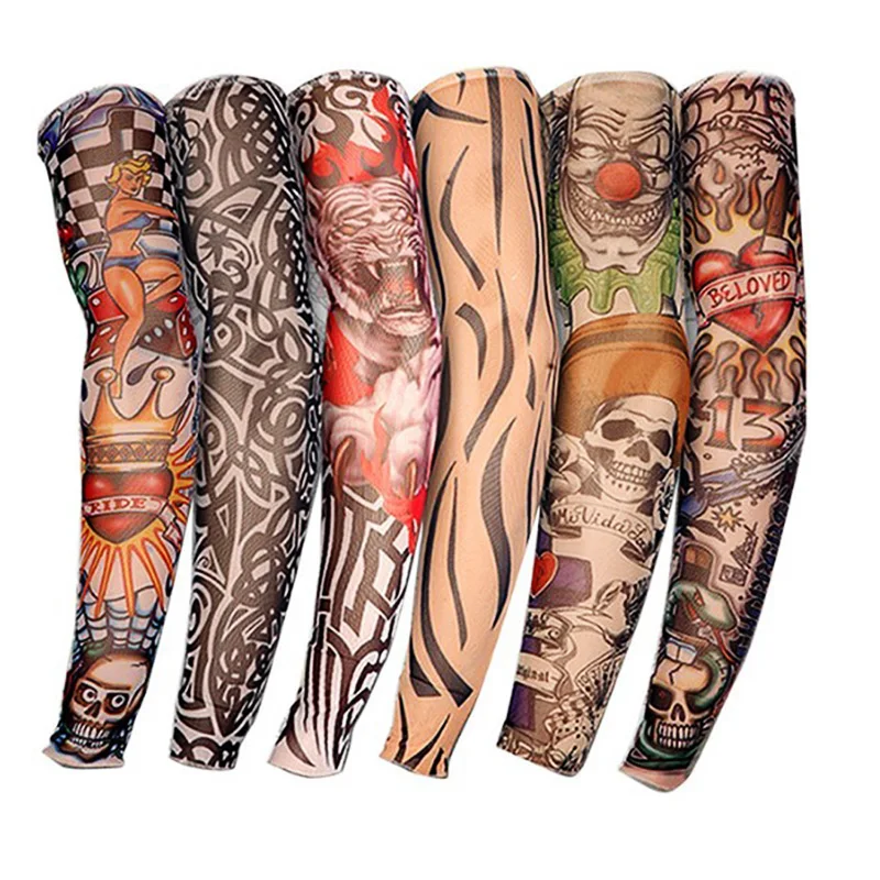 Fake Tattoo Sleeves Temporary Designs Body Art Tattoos Arm Warmer Stockings Sunscreen High Quality Fashion Design