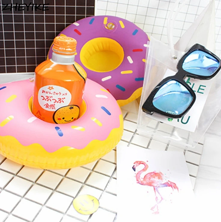 

FLYDREAM Mini Inflatable Donuts Flamingo Float Cup Holder Coasters Swimming Pool Beach Party Beverage Phone Cup For Kids Adults