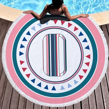 

Printed letters Blanket Women Bath Towel for Beach Thick Round 3d print Fabric Quick Compressed Towel new style-2