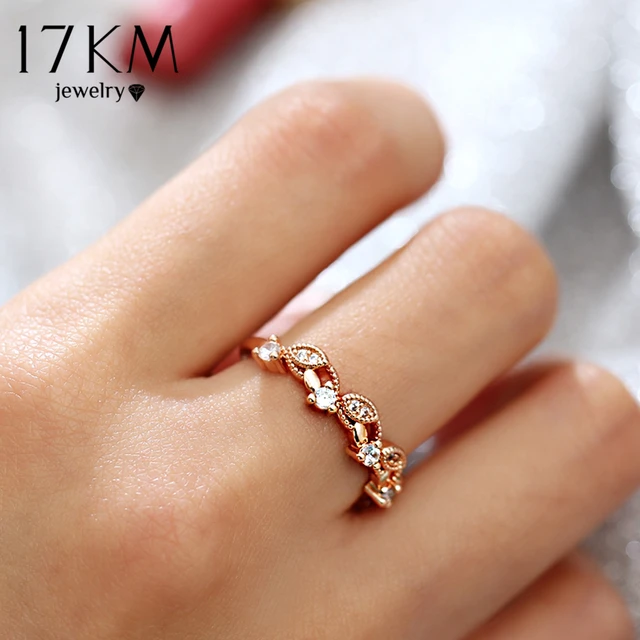 17KM Fashion Weave Morganite Rings For Women 2 Design Cubic Zirconia Rose Gold S 17KM Fashion Weave Morganite Rings For Women 2 Design Cubic Zirconia Rose Gold S
