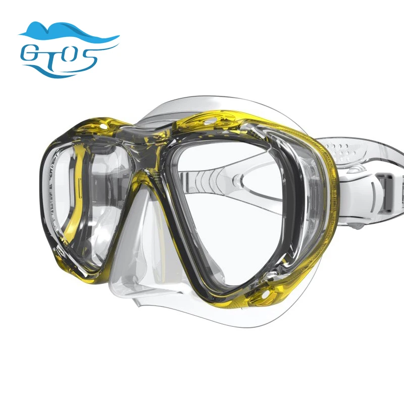 

Gtos diving mask Optical Diving Gear Myopia Nearsighted -2.0 to -5.0 reading lens +1.5 to 3.5 with plug-in lens color yellow