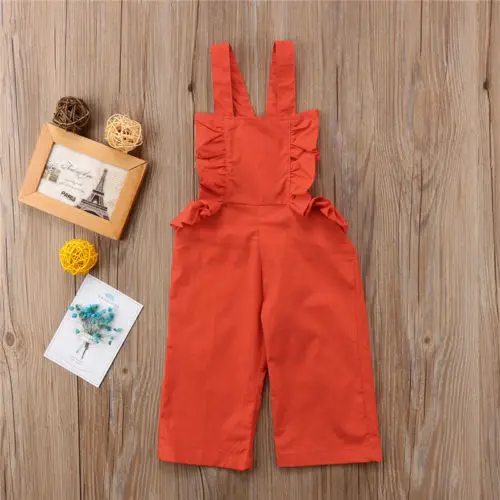 

new fashion Toddler Kid Baby Girl clothes Strap sleeveless overalls ruffles solid Outfits Clothes
