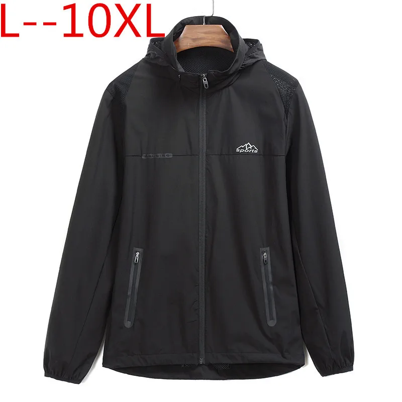 

10XL 8XL 6XL 5XL 4XL 2018 New Spring Summer Mens Outerwear Windbreaker Men' S Thin Jackets Hooded Casual Sporting Coat Big Size