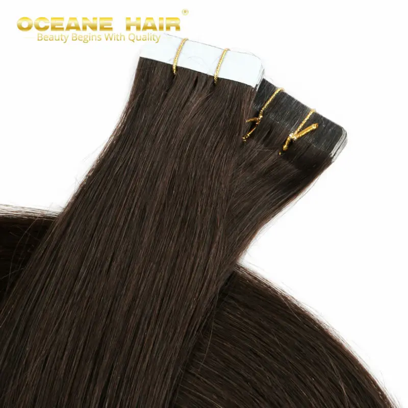 tape in 2 Dark Brown Remy human hair tape extensions invisible skin