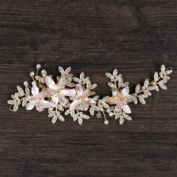 

Boho Gold Hair Vine Wedding Crystal Flower Headpiece Hair Accessory Bohemian Wedding Hair Jewelry