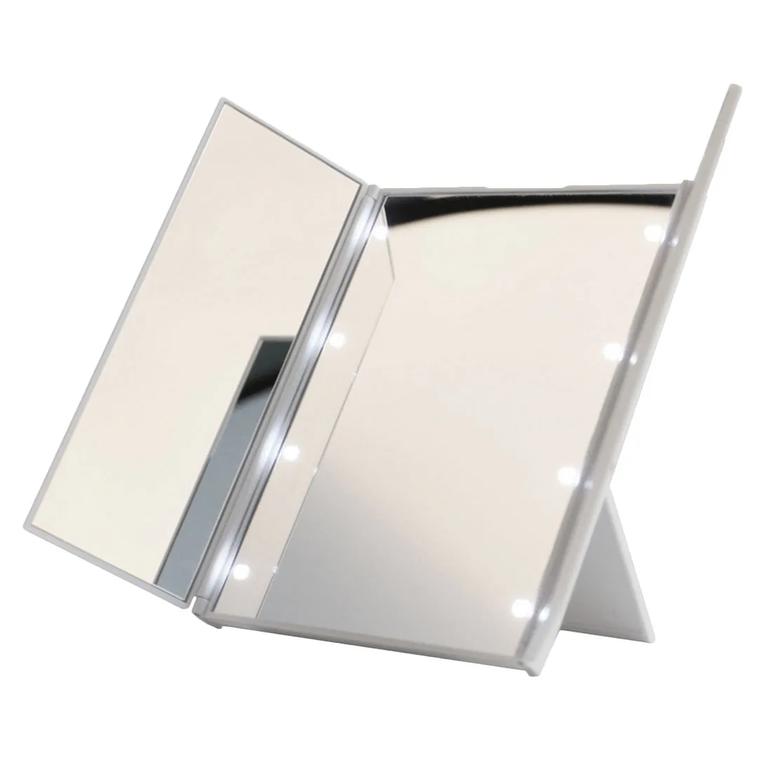 Светодиодный сияющее зеркало для макияжа 8 Светодиодный светильник с подсветкой трехстороннее складное косметическое настольное косметическое зеркало