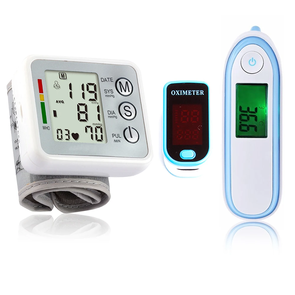 Пальцевой Пульсоксиметр медицинское оборудование запястье Монитор артериального давления термометр инфракрасный для тела набор анализаторы здоровья для дома