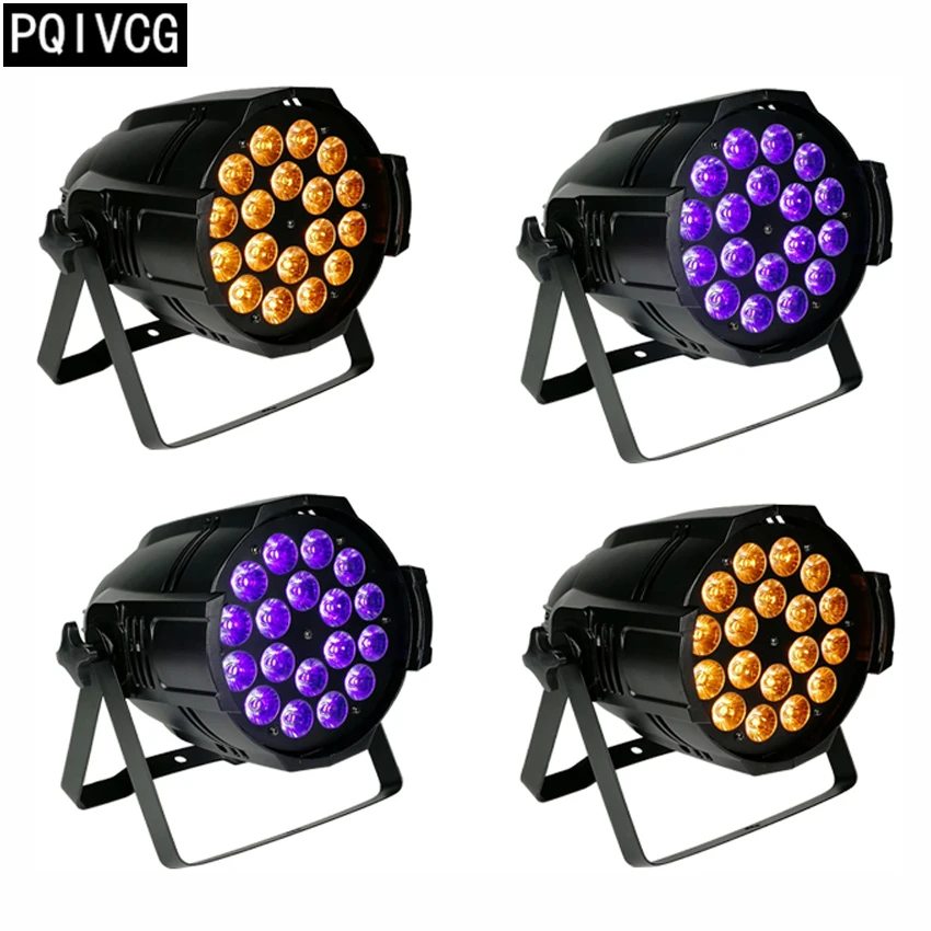 4pcs/ 18x18w led par lights dmx led rgbwa uv 6in1 flat par light professional stage lighting