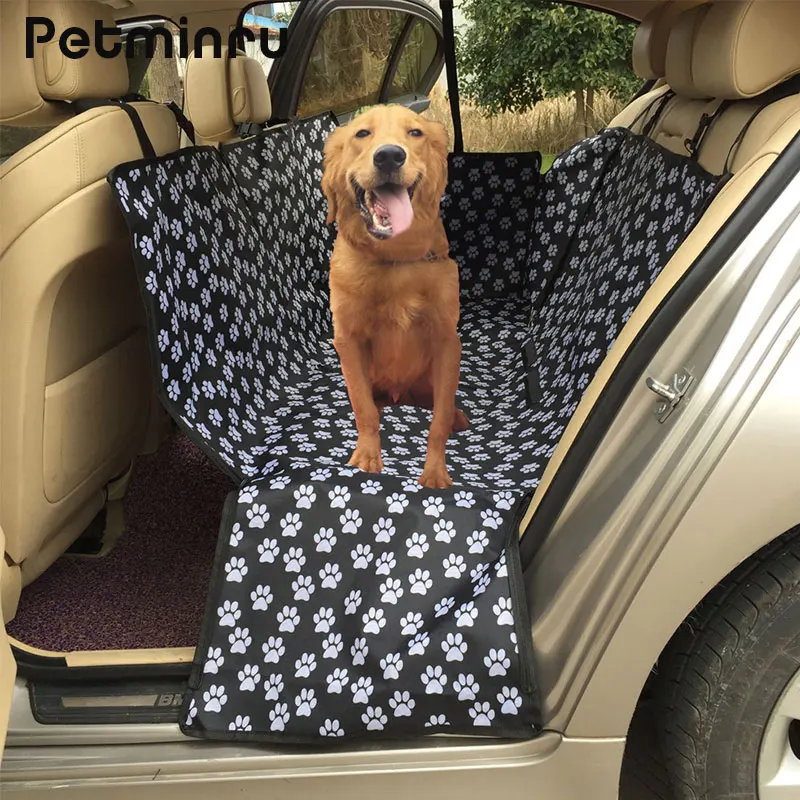Petminru Waterproof Dog Car Seat Covers Paw pattern Back Bench Seat Pet Car Seats Mat Dog Beds