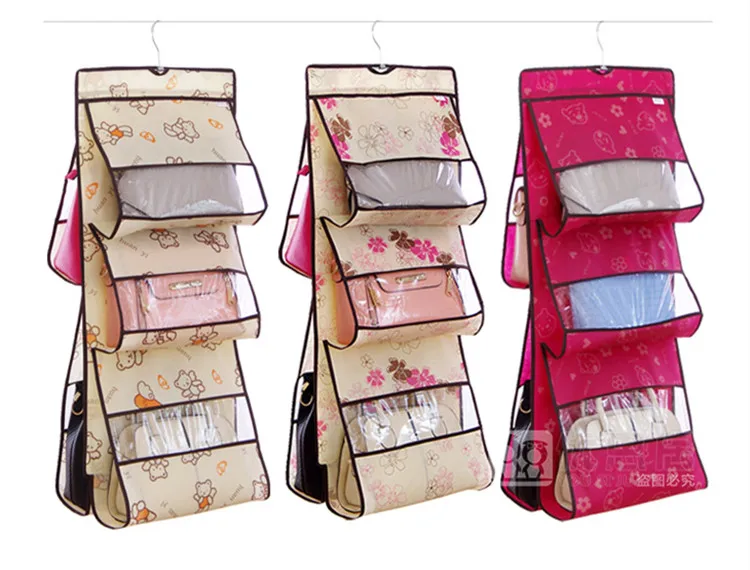 Практичные 5 точек сетки шкаф подвесные сумки для хранения 360 градусов вращающийся пыленепроницаемый нетканый материал корзина для хранения - Цвет: color sent randomly