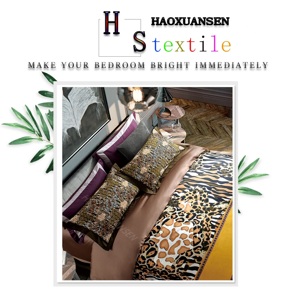 Excellent High Quality 100% Cotton 4pcs Bedding Sets Leopard Printed Bed Linen Set Queen King Size Adult Duvet Cover Bed Sheet Set 100S 2