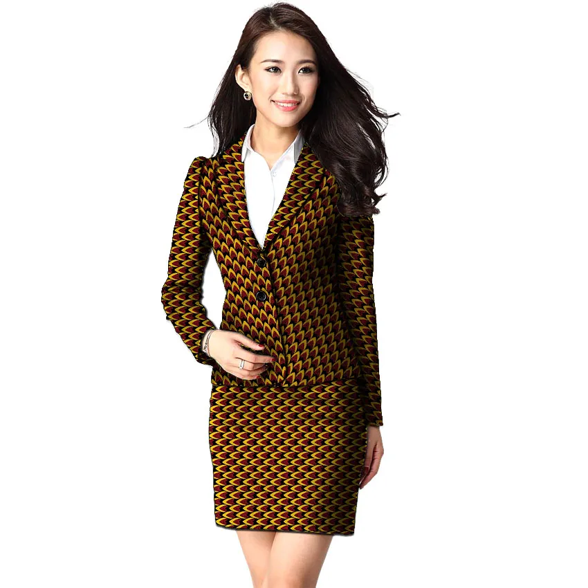 Dashiki print women skirt suits fashion suit jackets sets Ankara pattern customized African outfits for party/wedding