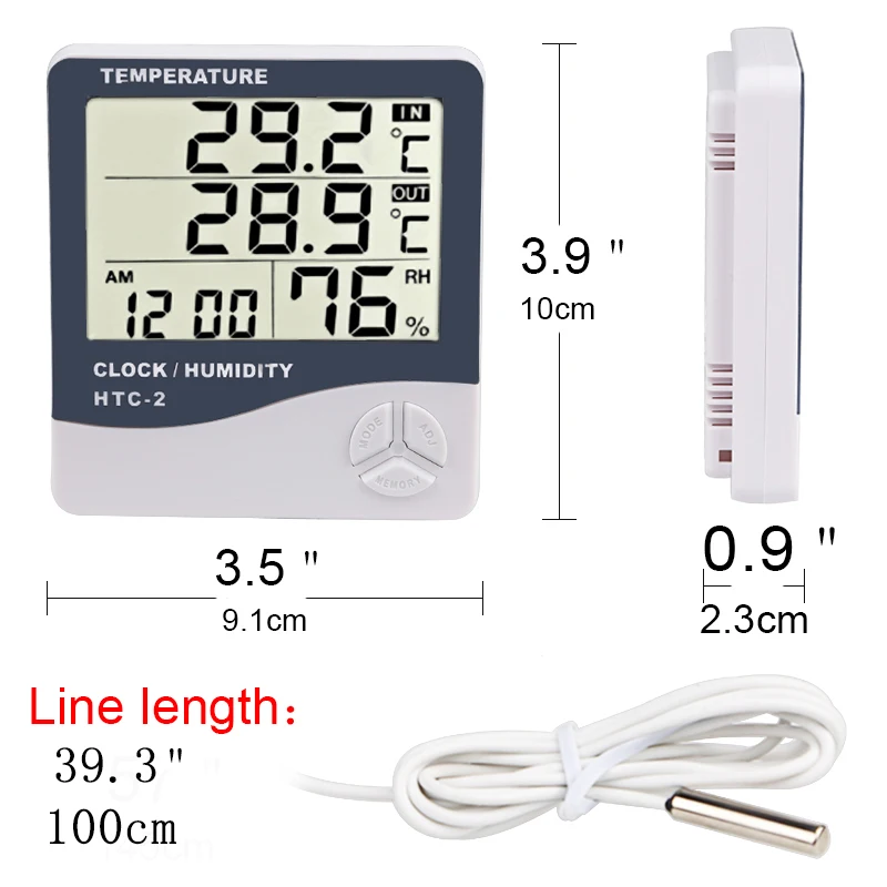 LEDSMITH HTC-2, цифровой термометр, гигрометр, ЖК-дисплей, для помещений и улицы, измеритель температуры, гигрометр, термометр