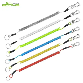 

Booms Fishing 6pcs Coiled Lanyard or Safety Rope Wire Steel Inside Attached with Lobster 1.5m Max Stretch Fishing Tool Accessory